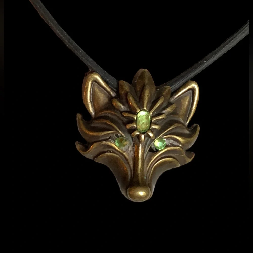 Mythical Wolf Necklace Choker Artesian Green Rhinestones Mens Women’s Jewelry